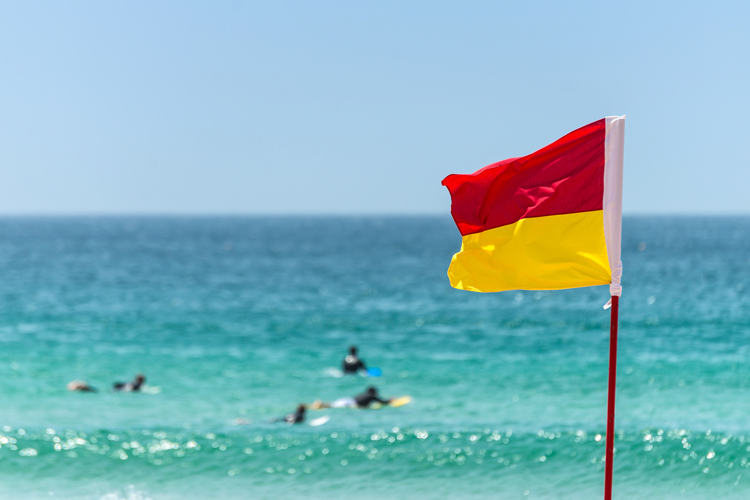 Red and yellow beach flag