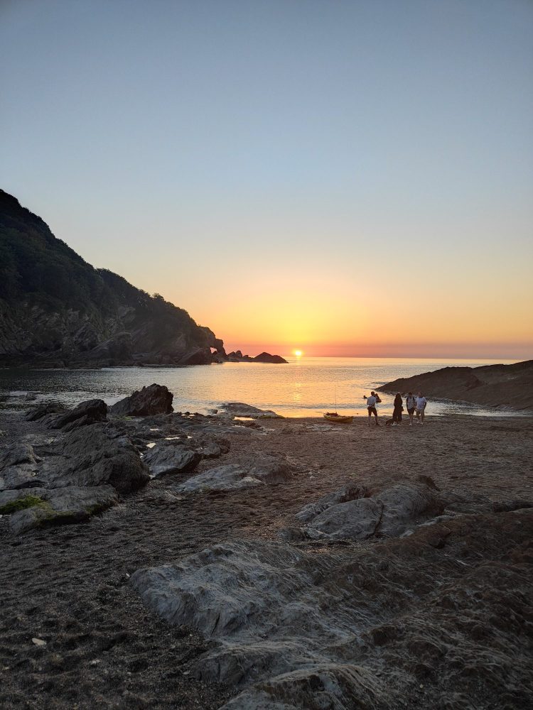 Romantic sunset on a Devon beach
