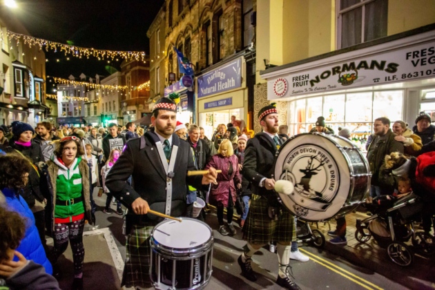 Marching band at Combe Christmas, Ilfracombe