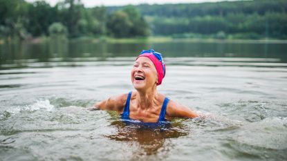 Cold water swimming in a lake