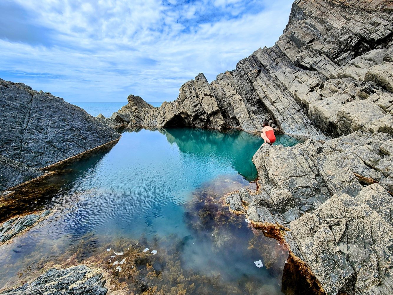 Swimming in a large rockpool